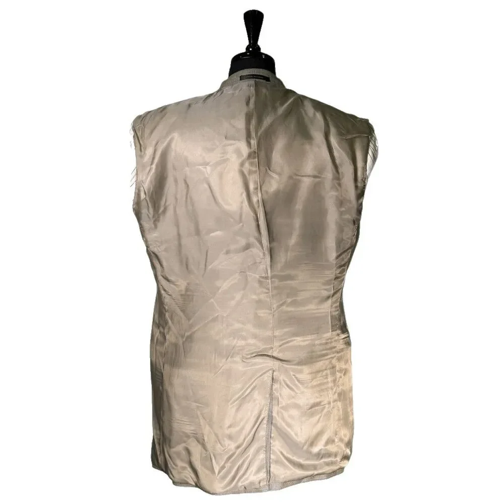 Ralph Lauren Mens Blazer 42L Beige Silk Wool 2 Button Sport Coat Jacket Lined